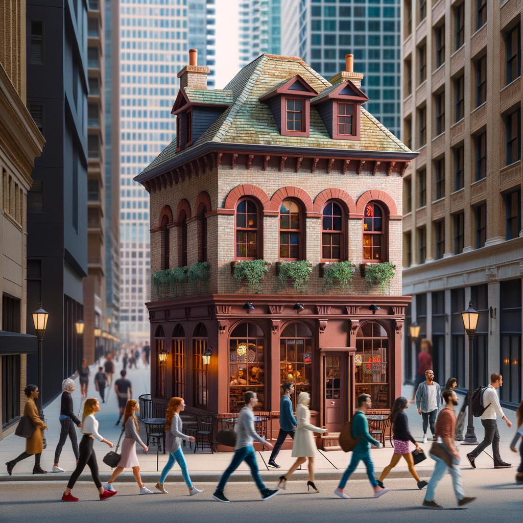 An image of people walking by a restaurant and not knowing its there